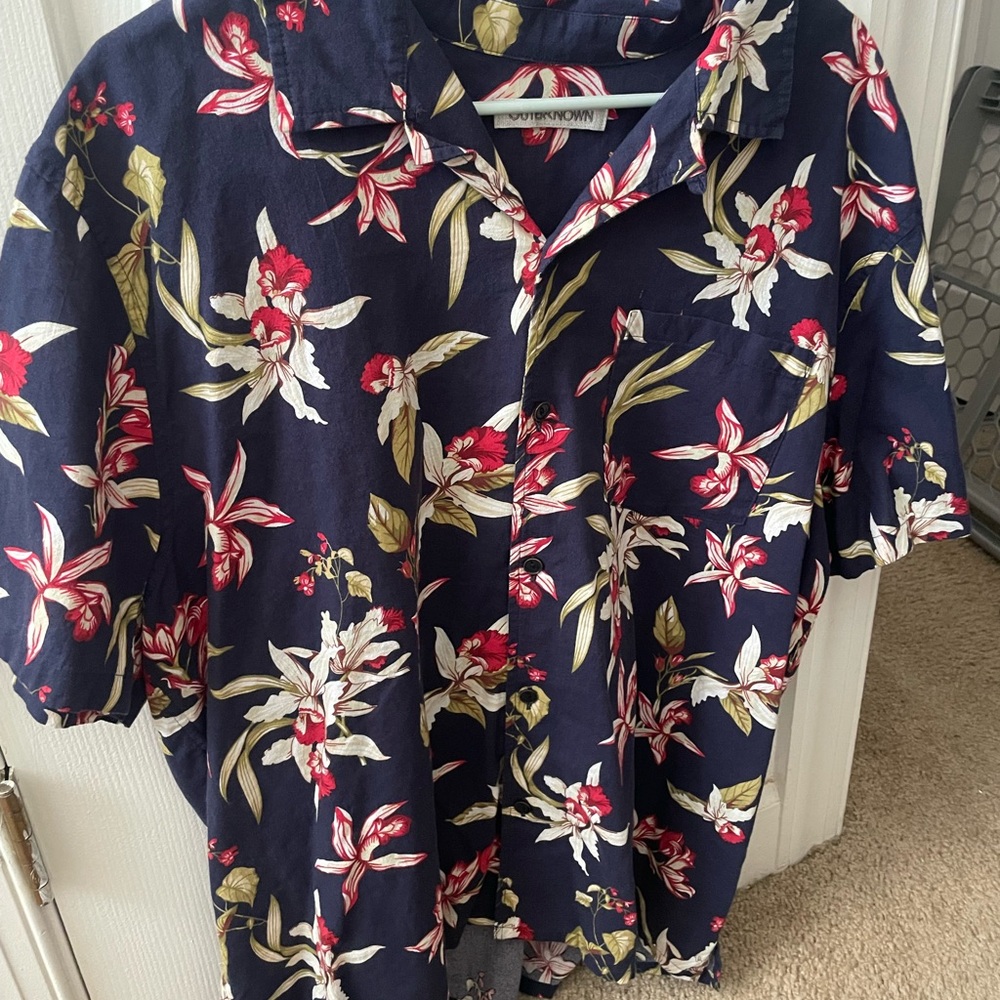Outerknown Navy Floral Dress Shirt